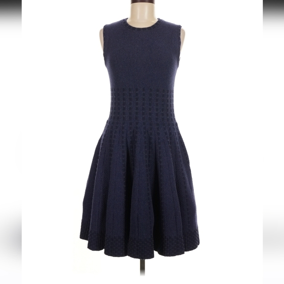 John + Jenn Dresses & Skirts - SOLD John + Jenn mesh overlay navy fit and flare dress Sz S